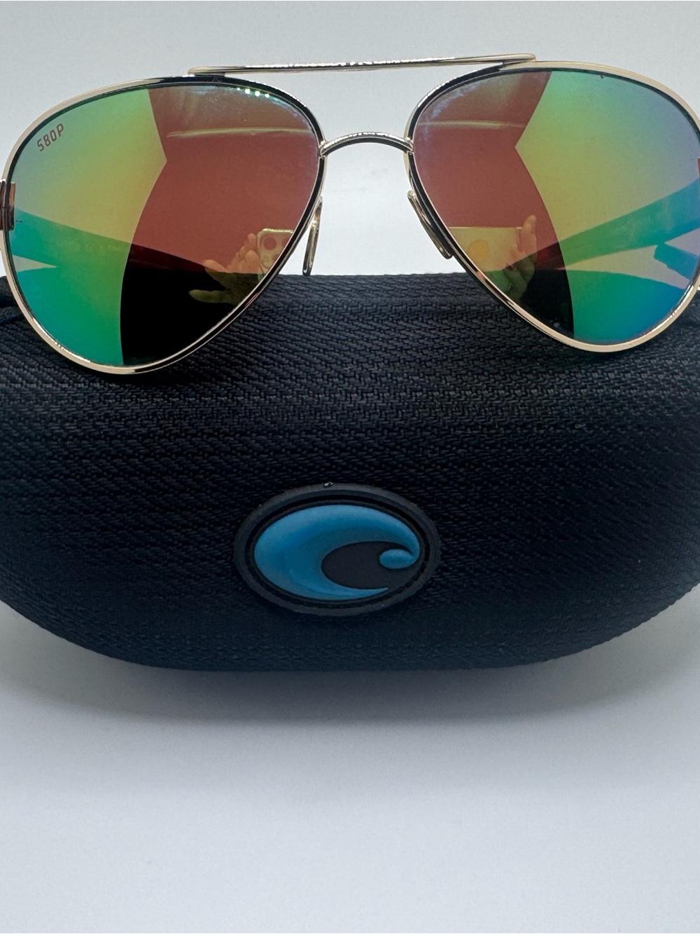 Costa Gold Aviator Sunglasses with Green and Blue Mirrored Lenses